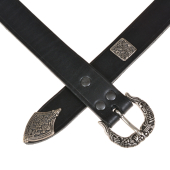 Viking leather belt - black / silver