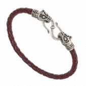 Leather bracelet - brown / silver-plated